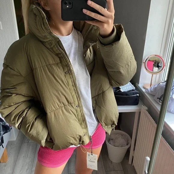 Zara khaki puffer jacket, size XS/XL available , new with tag - Picture 2 of 4